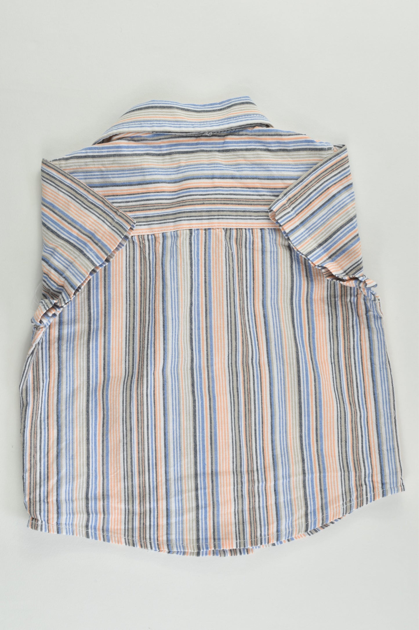 Pumpkin Patch Size 00 (3-6 months) Striped Linen-Feel Collared Shirt