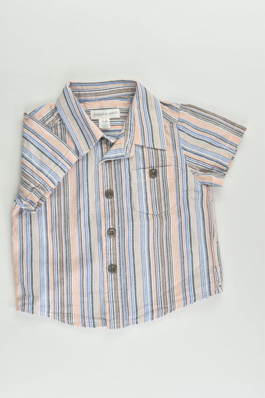 Pumpkin Patch Size 00 (3-6 months) Striped Linen-Feel Collared Shirt