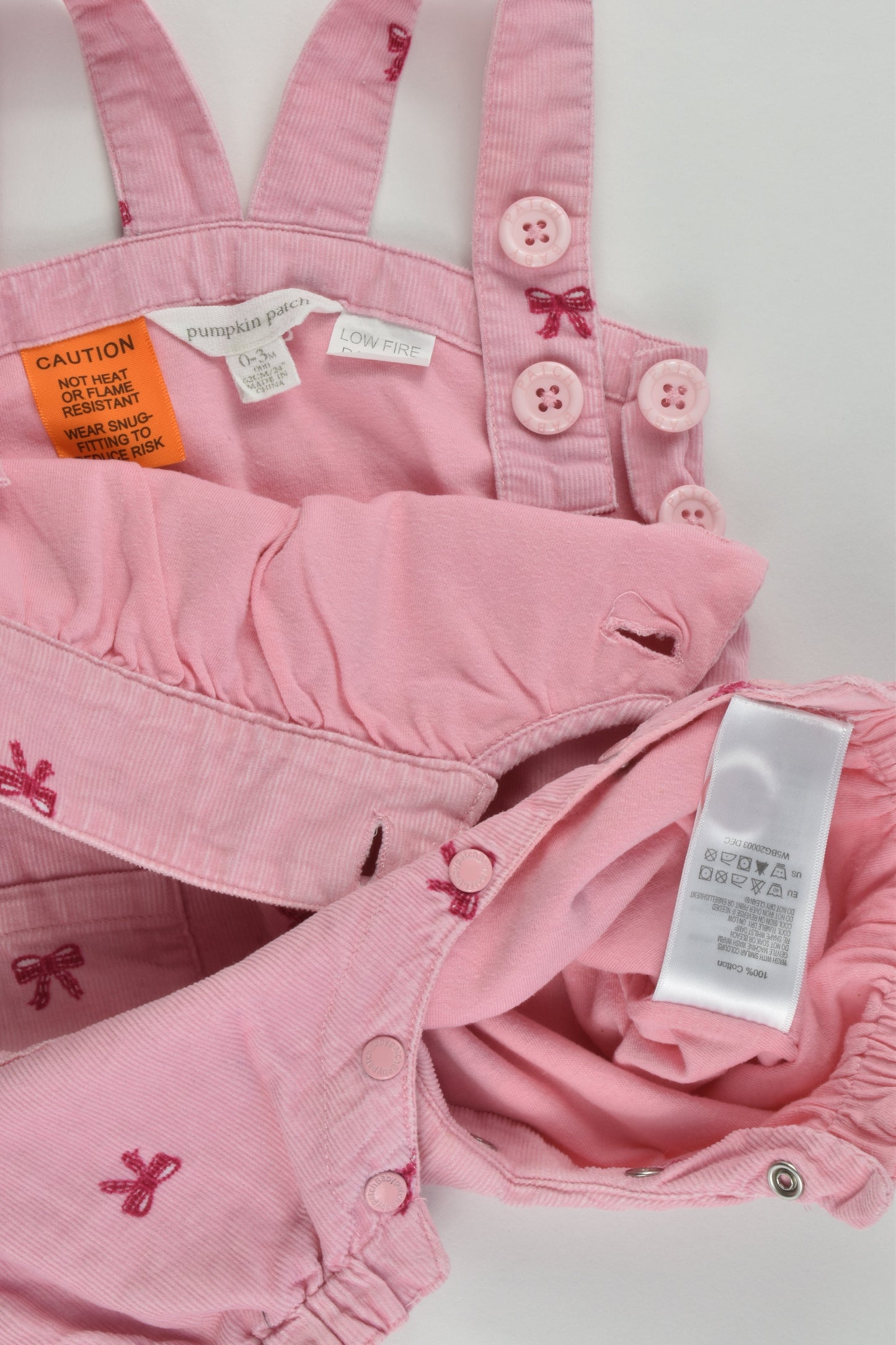 Pumpkin Patch Size 000 (0-3 months) Bows Lightweight Lined Cord Overalls