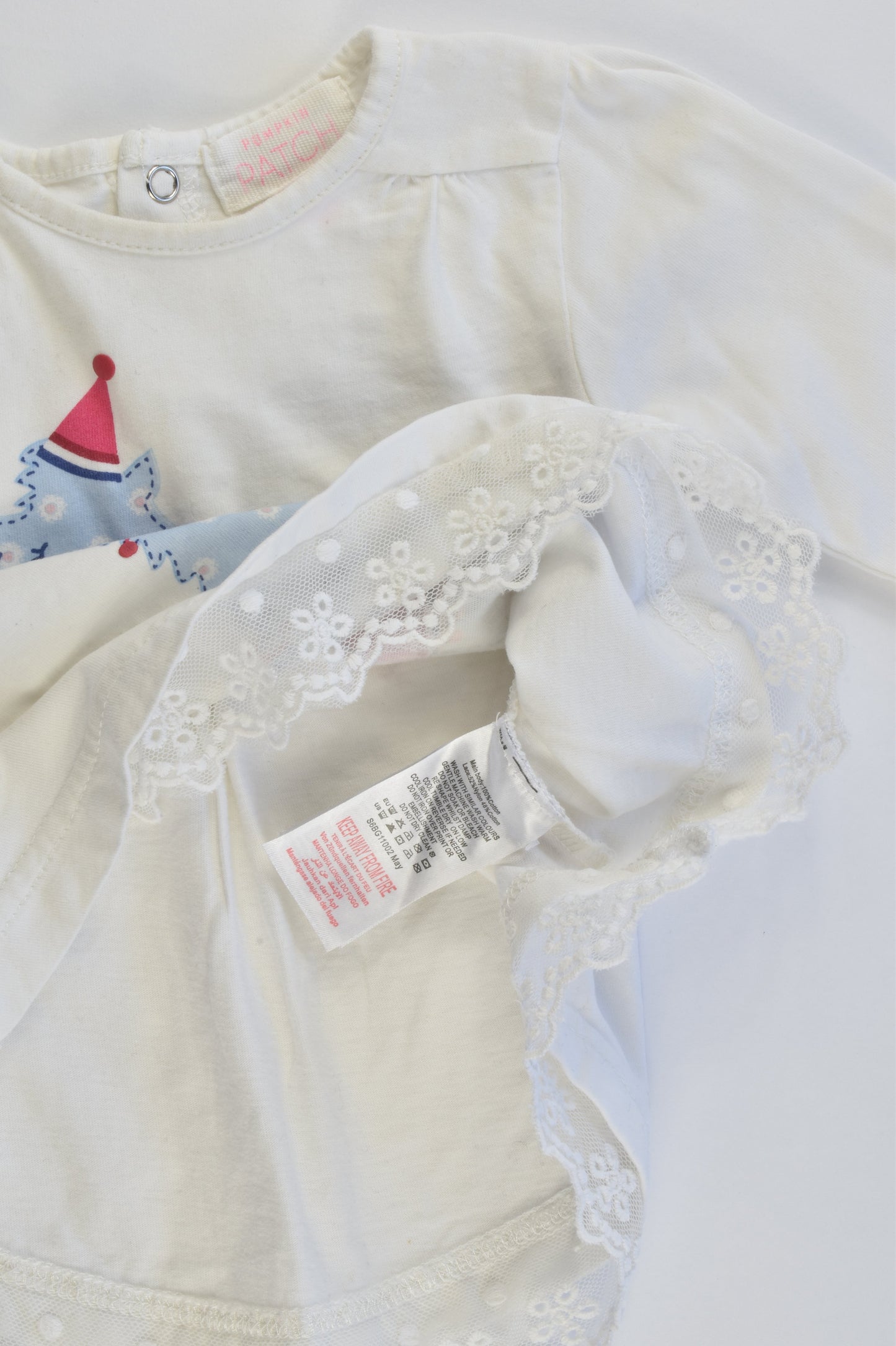 Pumpkin Patch Size 000 (0-3 months) Llama Top/Tunic with Lace Hem