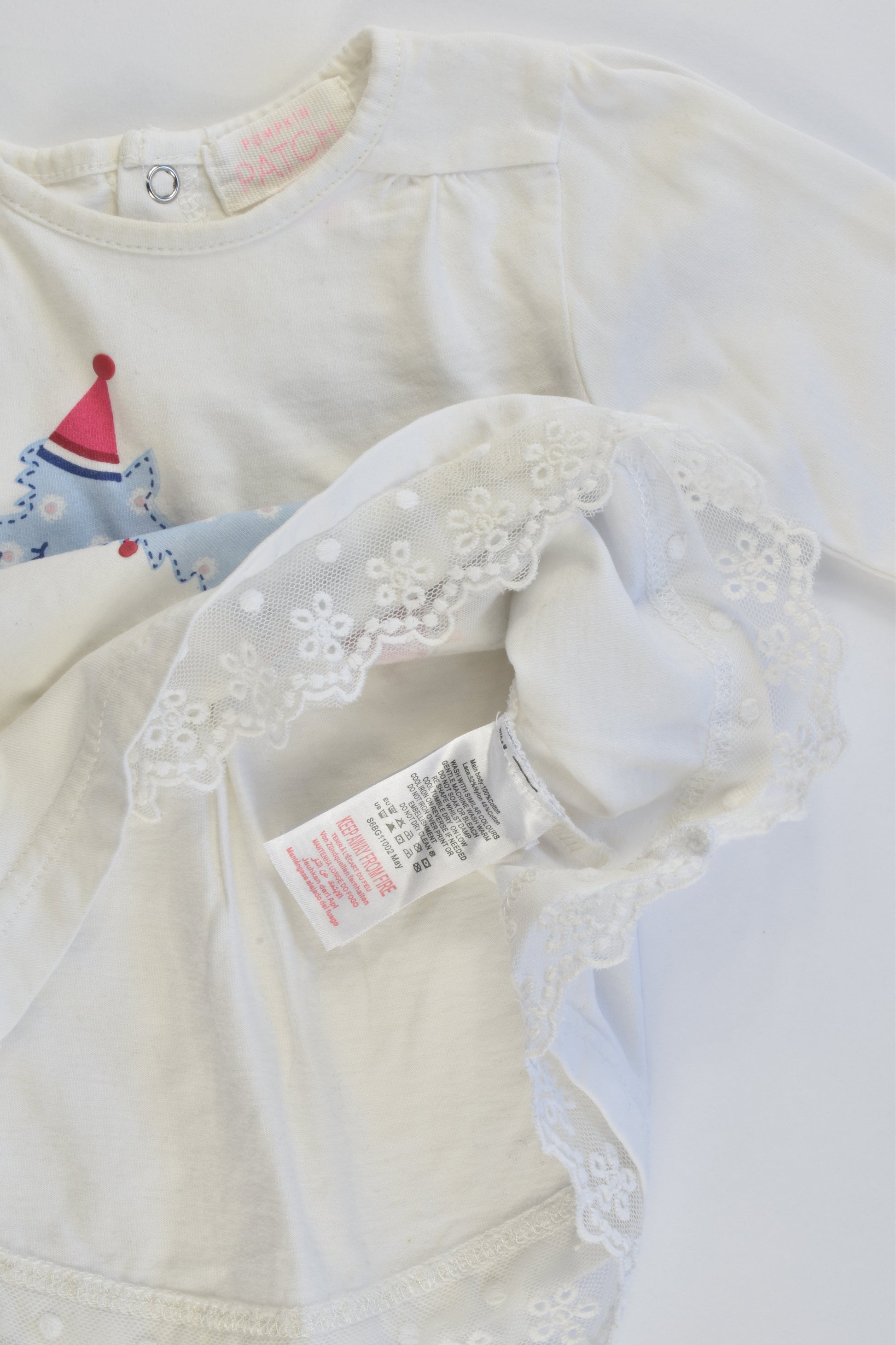 Pumpkin Patch Size 000 (0-3 months) Llama Top/Tunic with Lace Hem
