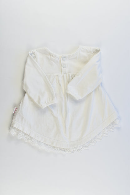 Pumpkin Patch Size 000 (0-3 months) Llama Top/Tunic with Lace Hem