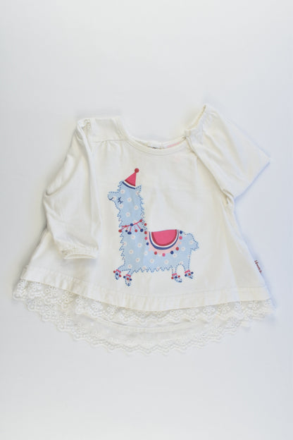 Pumpkin Patch Size 000 (0-3 months) Llama Top/Tunic with Lace Hem