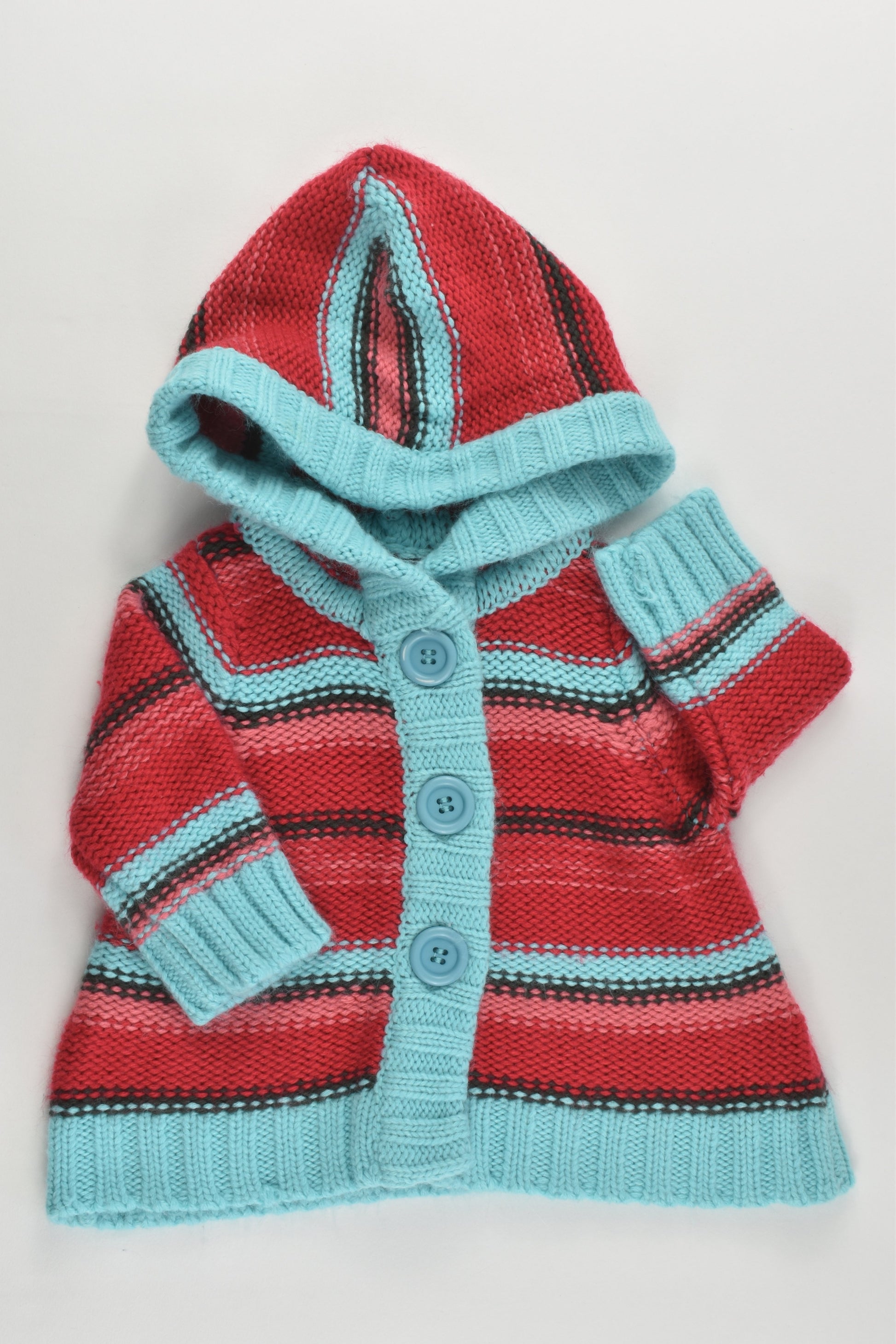 Pumpkin Patch Size 000 (56 cm) Knitted Striped Hooded Jumper