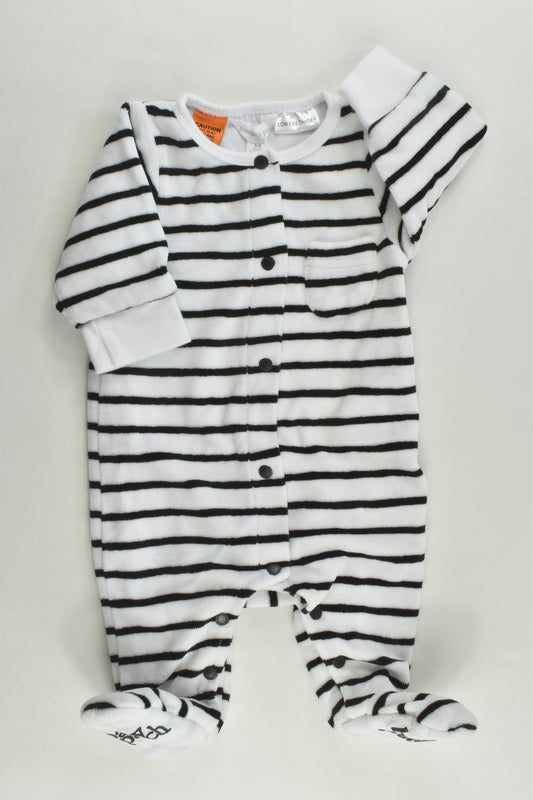 Pumpkin Patch Size 0000 Striped Lined Footed Velour Romper