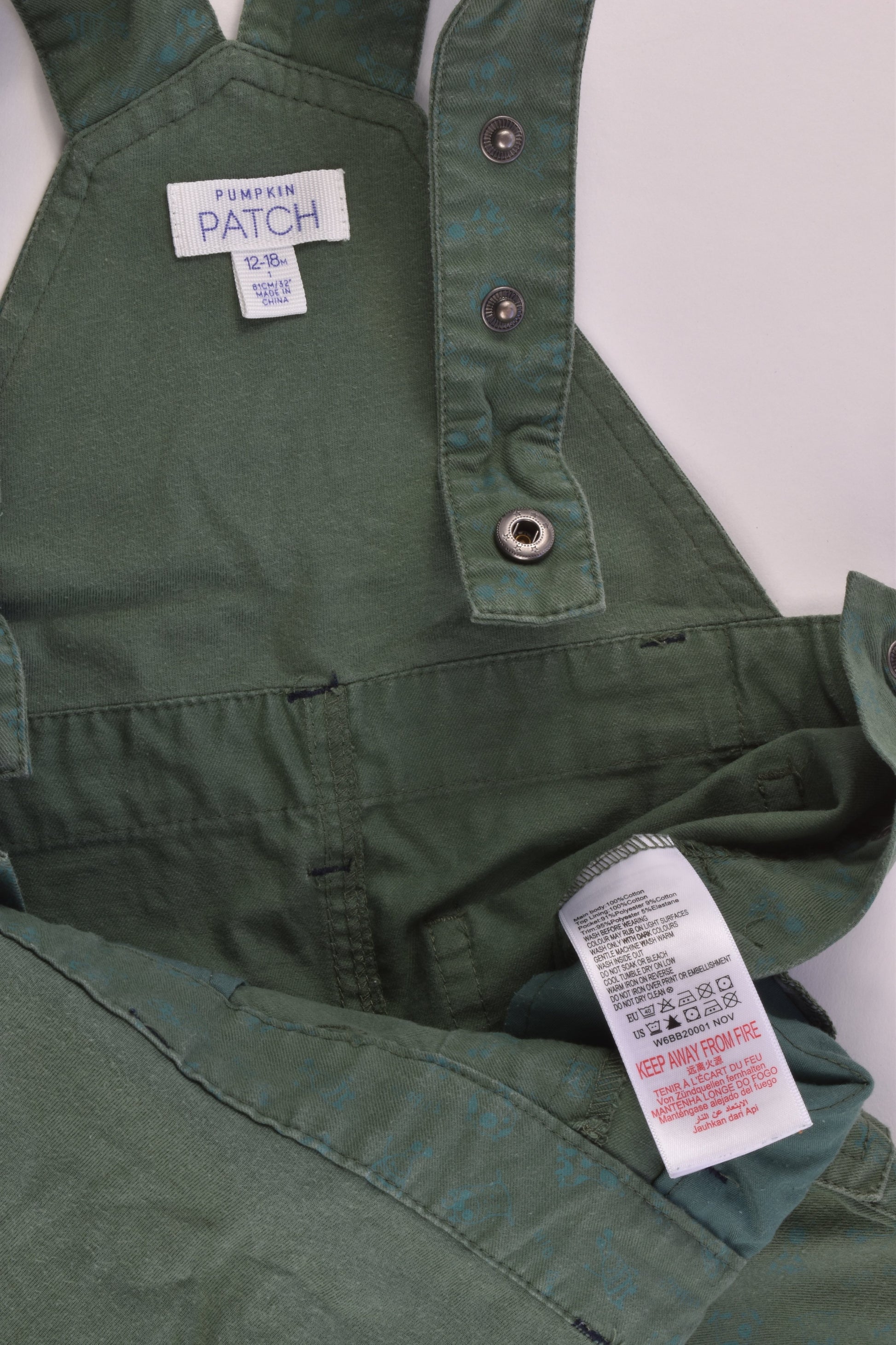 Pumpkin Patch Size 1 (12-18 months) Green Overalls