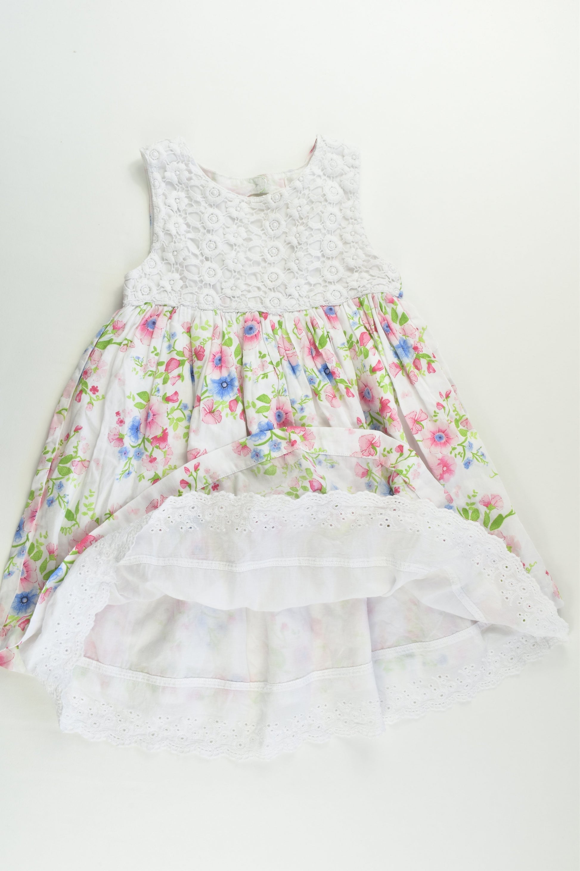 Pumpkin Patch Size 1 (12-18 months) Lined Floral Dress with Lace Details