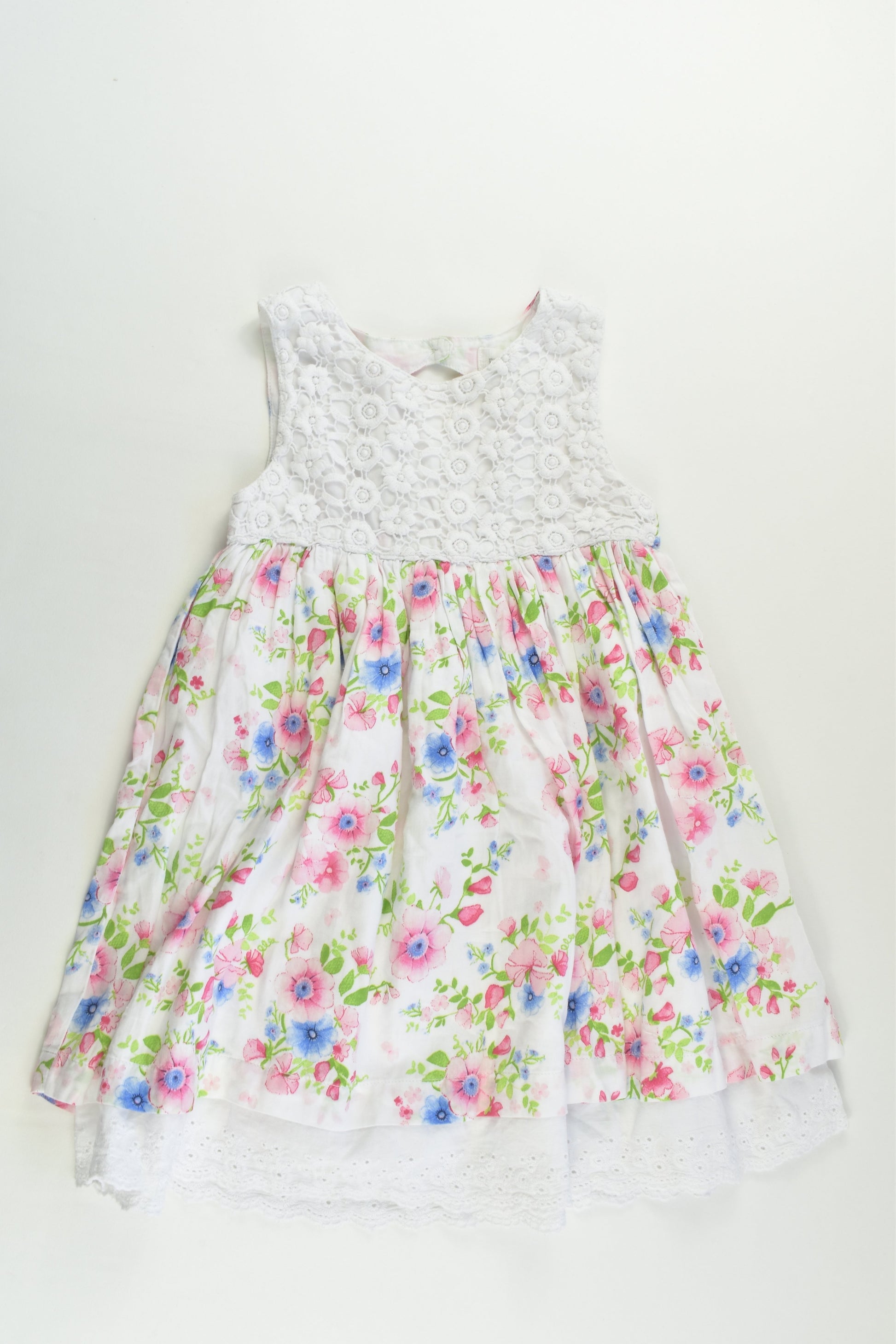 Pumpkin Patch Size 1 (12-18 months) Lined Floral Dress with Lace Details