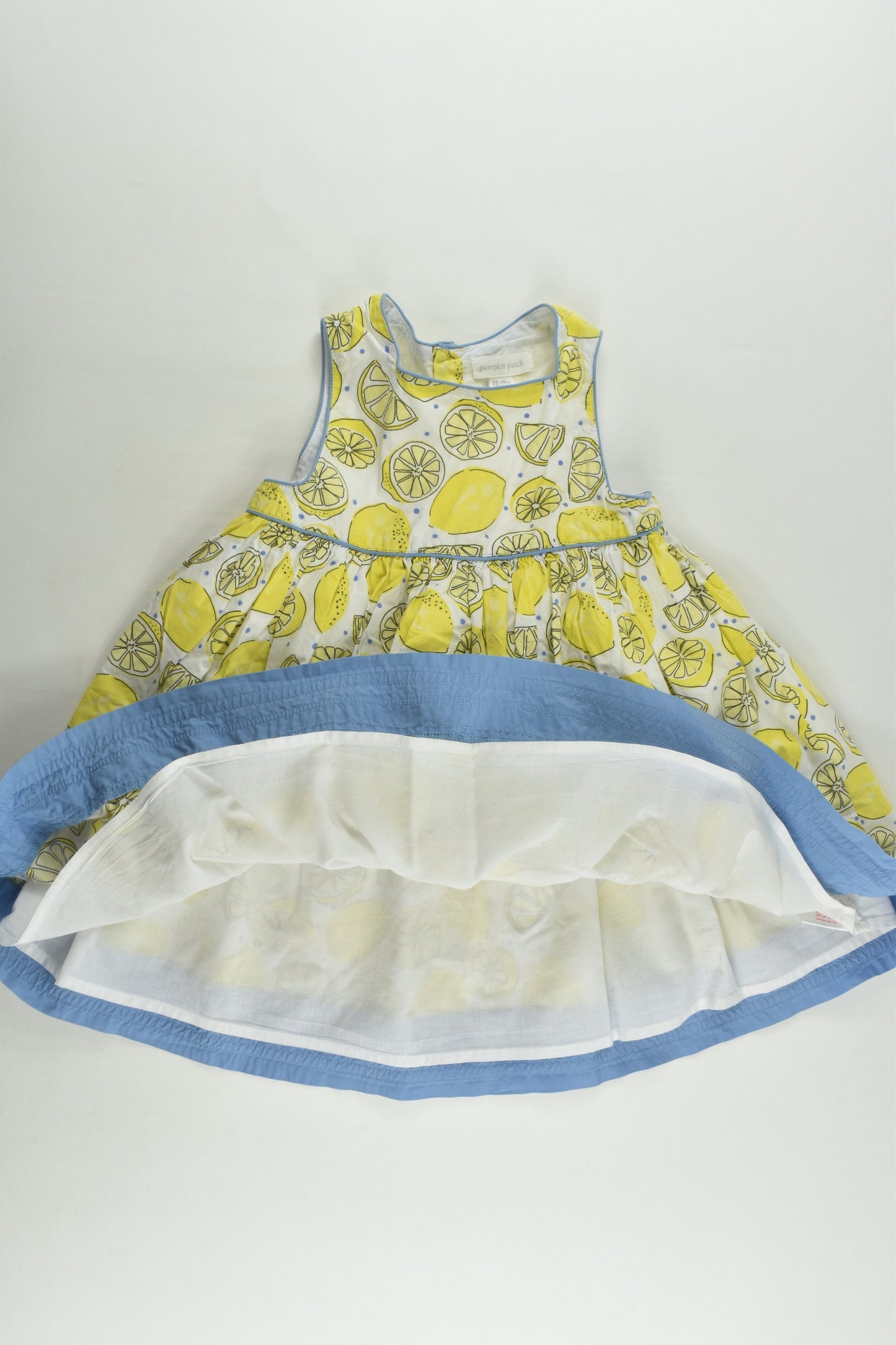 Pumpkin Patch Size 1 (12-18 months) Lined Lemon Dress