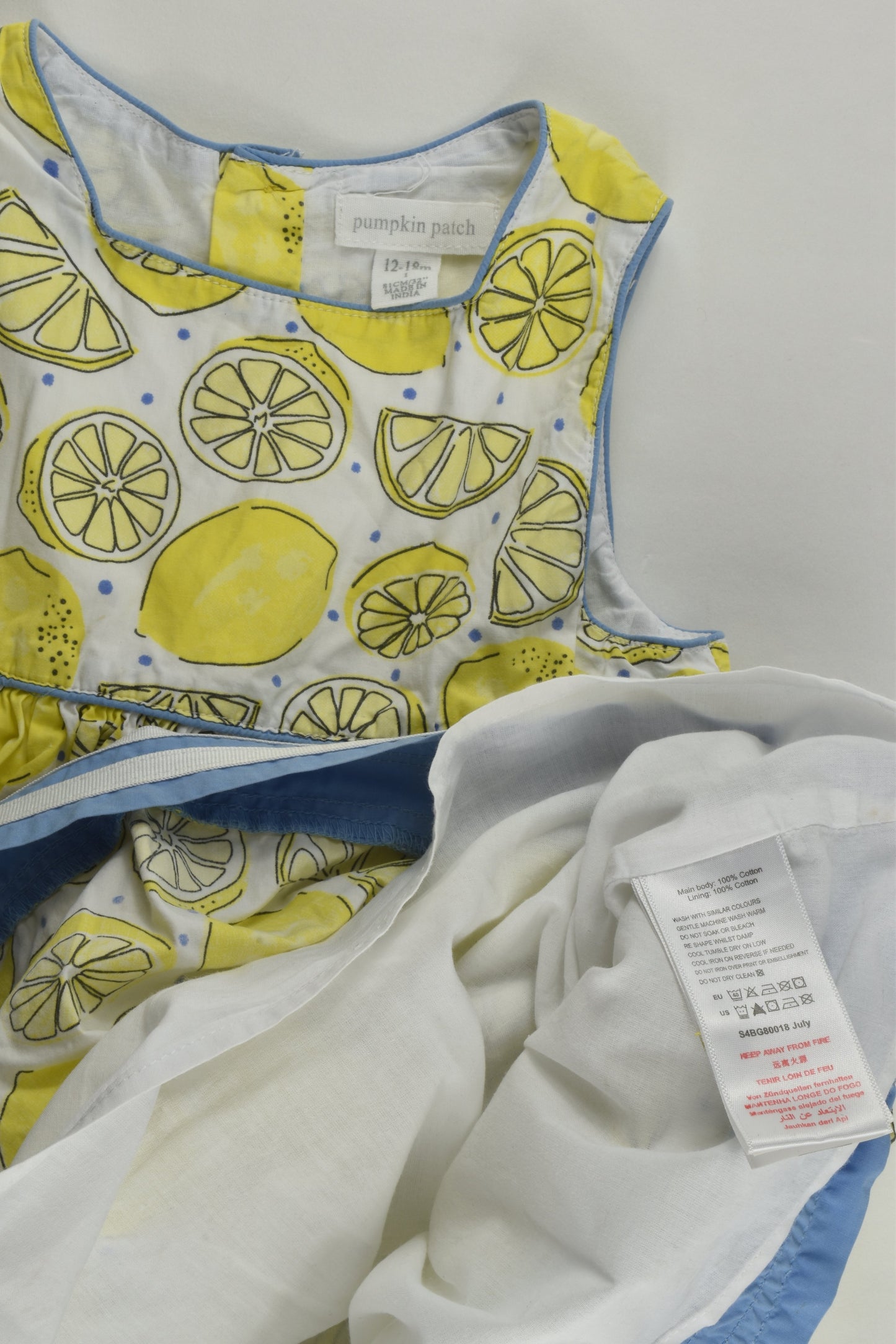 Pumpkin Patch Size 1 (12-18 months) Lined Lemon Dress