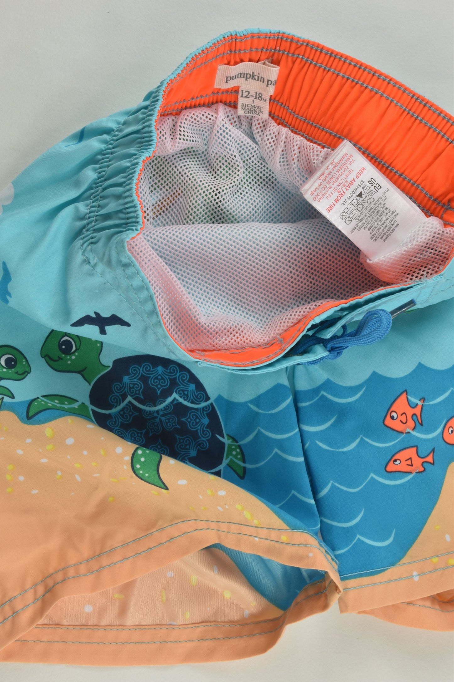Pumpkin Patch Size 1 (12-18 months) Sea Turtles Board Shorts