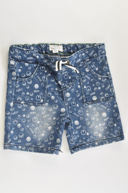 Pumpkin Patch Size 1 (12-18 months) Stretchy Paw Prints Denim Shorts