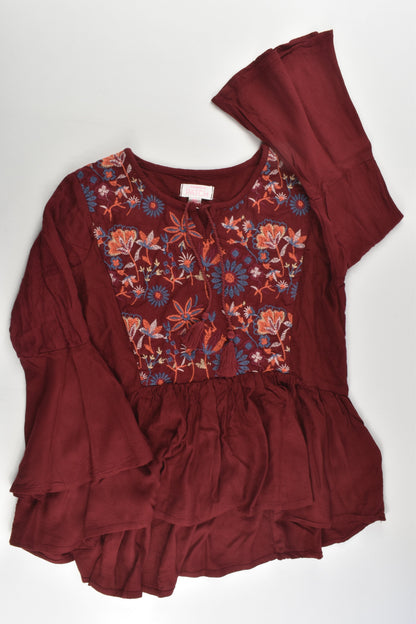 Pumpkin Patch Size 10 Viscose Blouse with Floral Embroidery