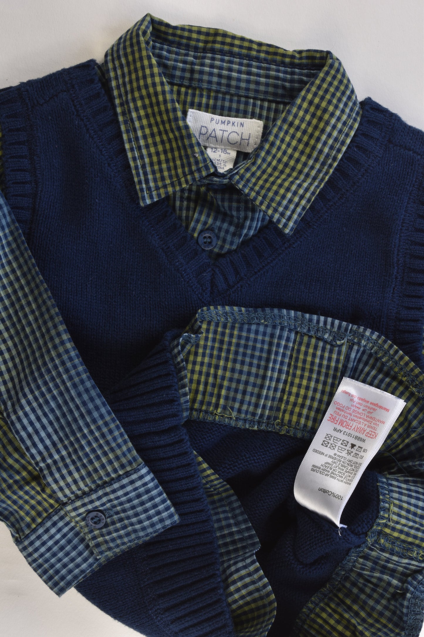 Pumpkin Patch Size 12-18 months Shirt/Knitted Vest
