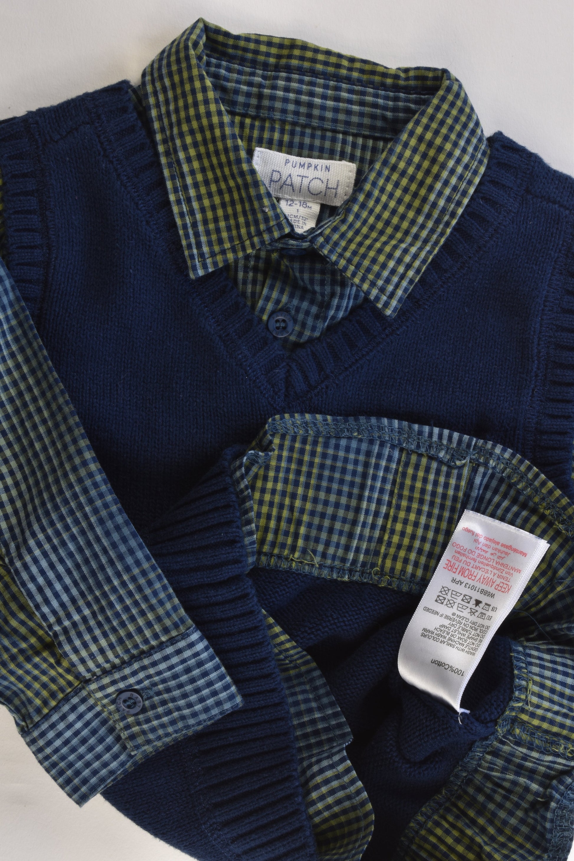 Pumpkin Patch Size 12-18 months Shirt/Knitted Vest