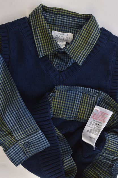 Pumpkin Patch Size 12-18 months Shirt/Knitted Vest