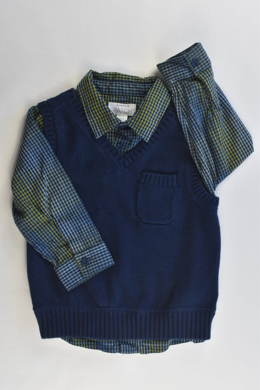 Pumpkin Patch Size 12-18 months Shirt/Knitted Vest