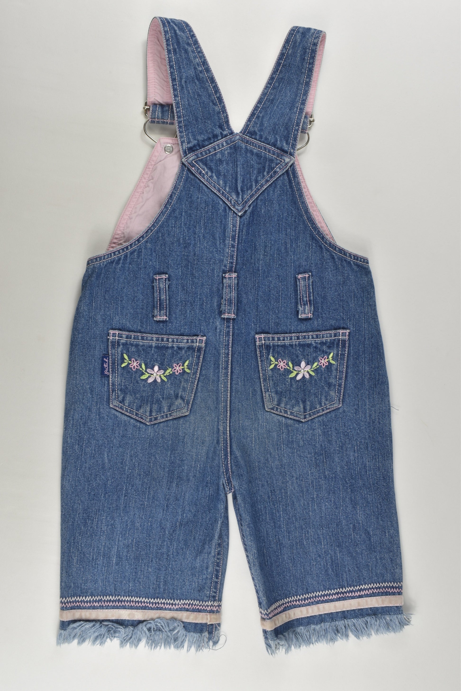 Pumpkin Patch Size 2 Denim Overalls with Floral Details