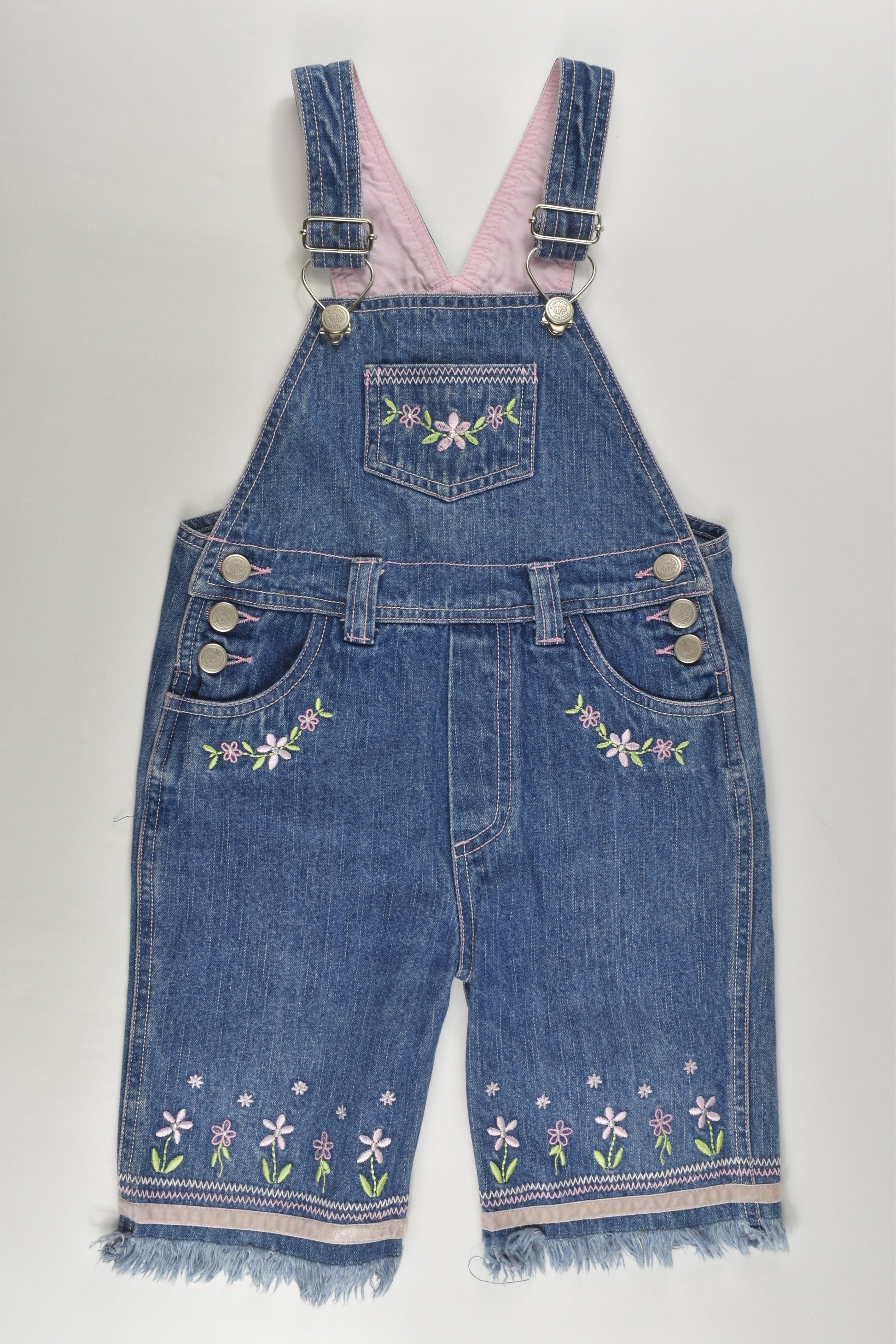 Pumpkin Patch Size 2 Denim Overalls with Floral Details