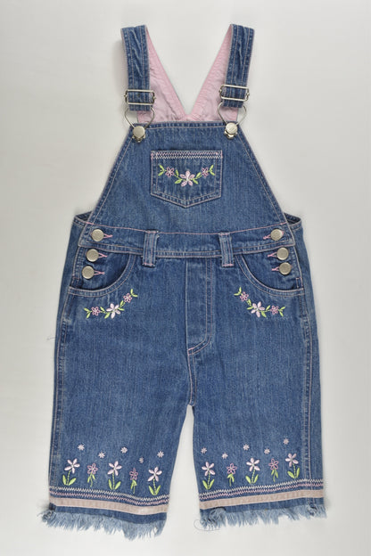 Pumpkin Patch Size 2 Denim Overalls with Floral Details