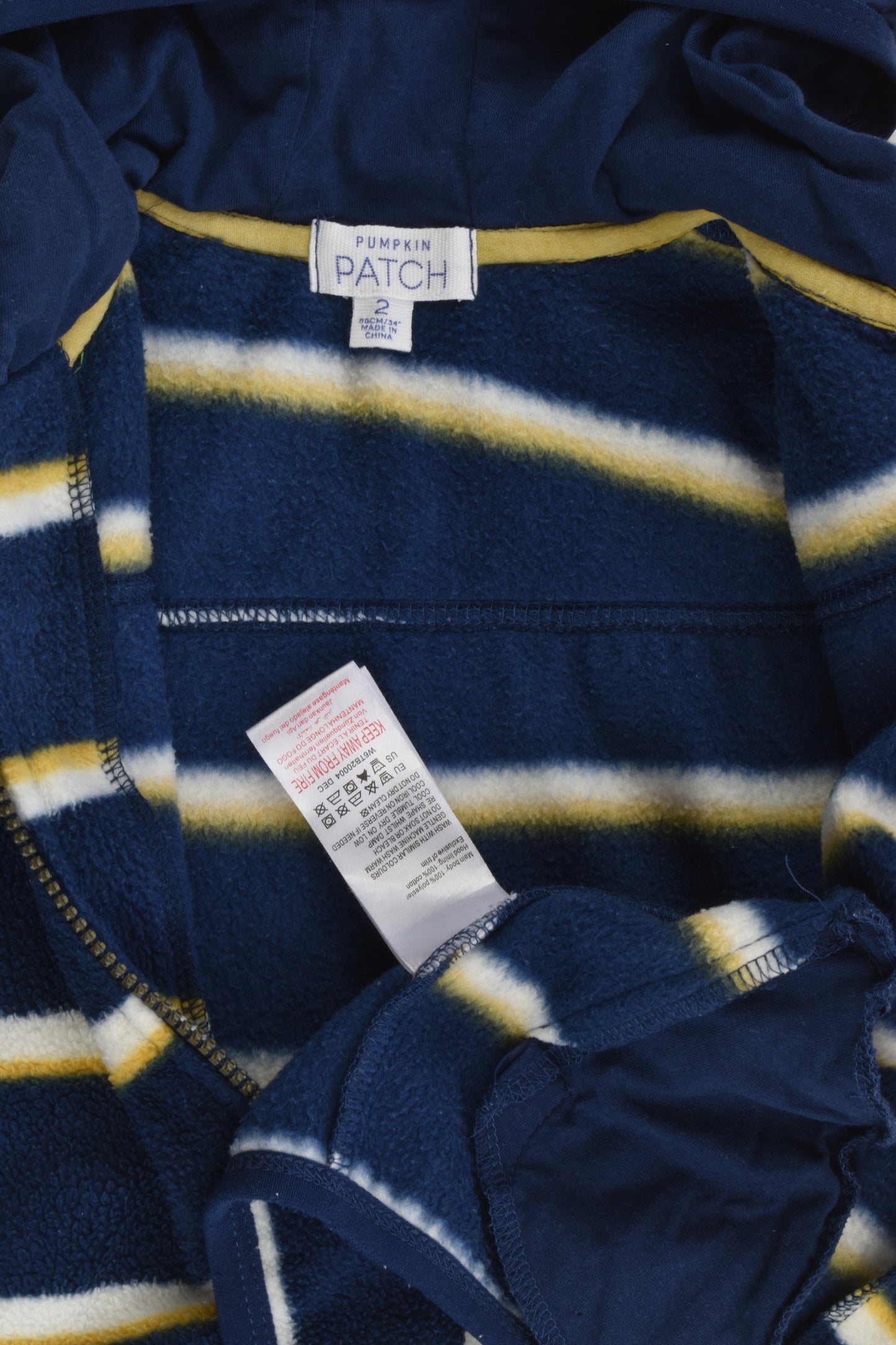 Pumpkin Patch Size 2 Hooded Zip Fleece Jumper
