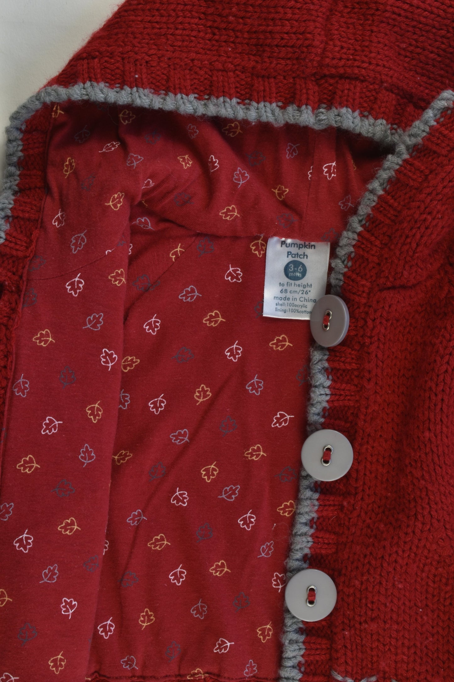 Pumpkin Patch Size 3-6 months (00) Warm Lined Knitted Hooded Jumper