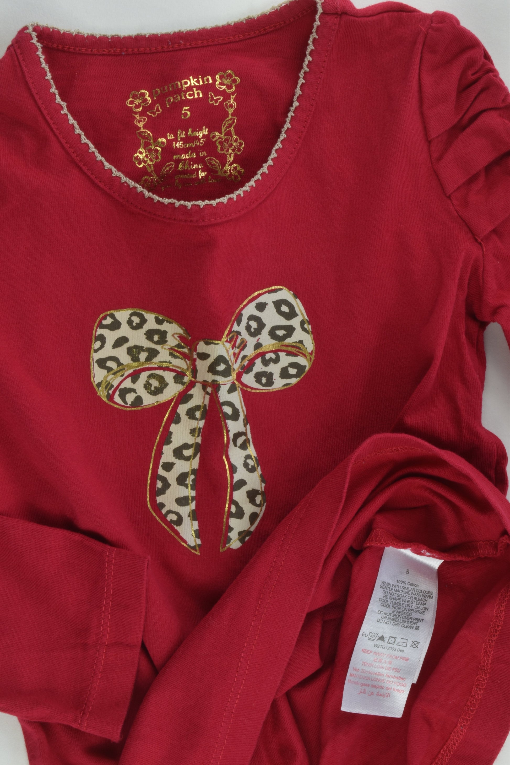Pumpkin Patch Size 5 Leopard Bow Top