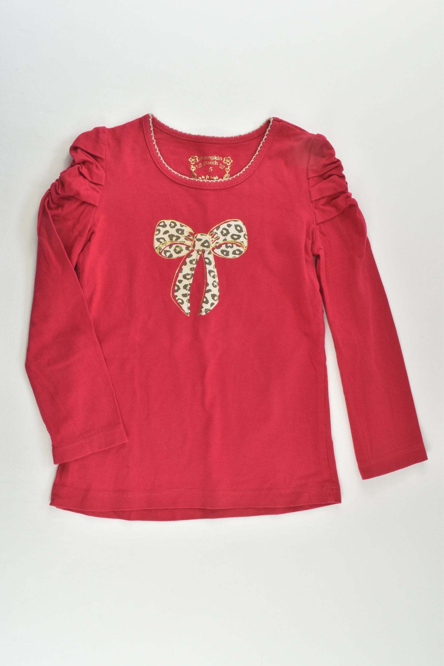 Pumpkin Patch Size 5 Leopard Bow Top
