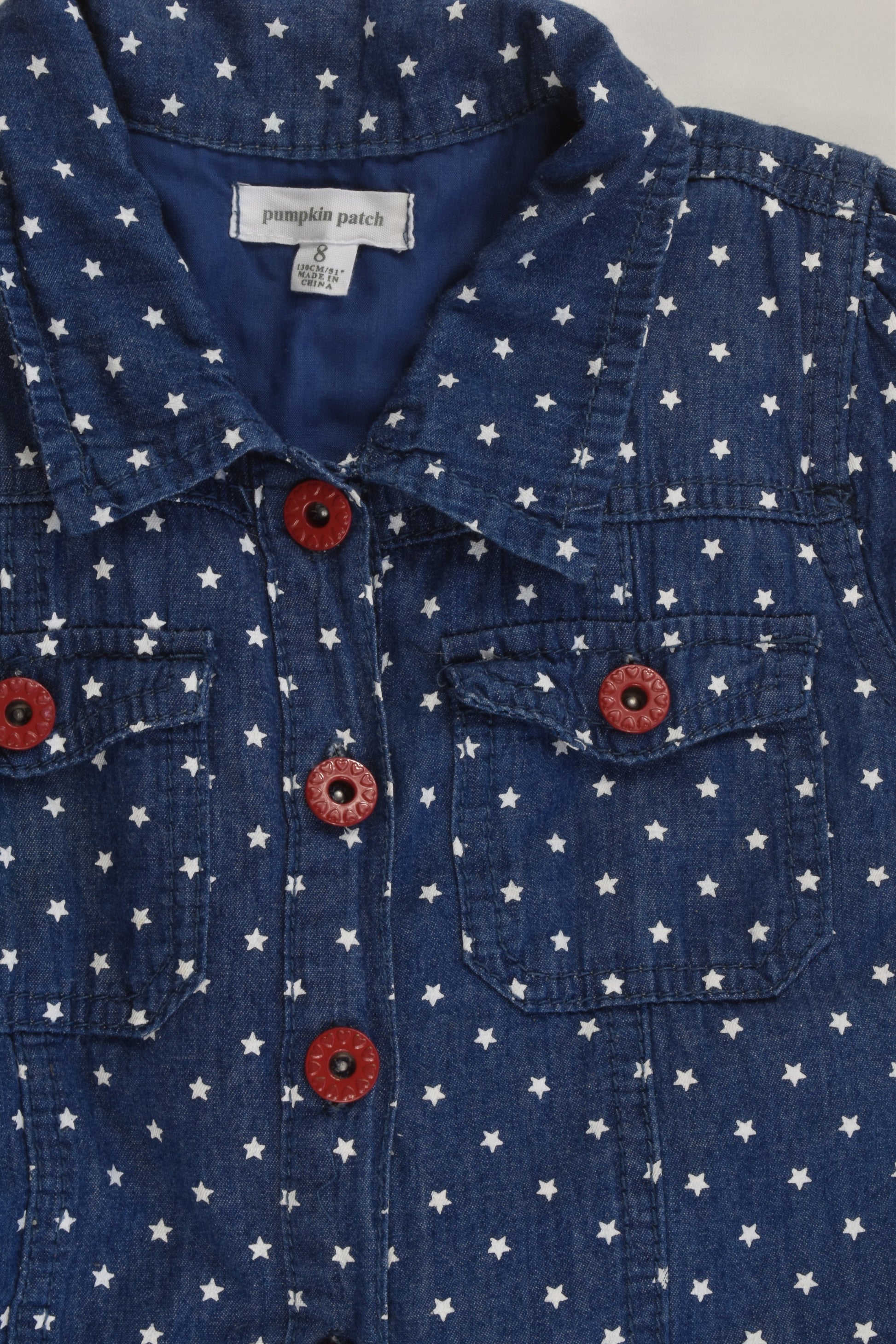 Pumpkin Patch Size 8 Lined Stars Denim Dress