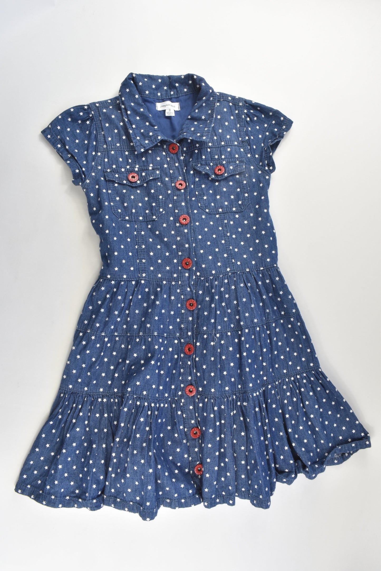 Pumpkin Patch Size 8 Lined Stars Denim Dress