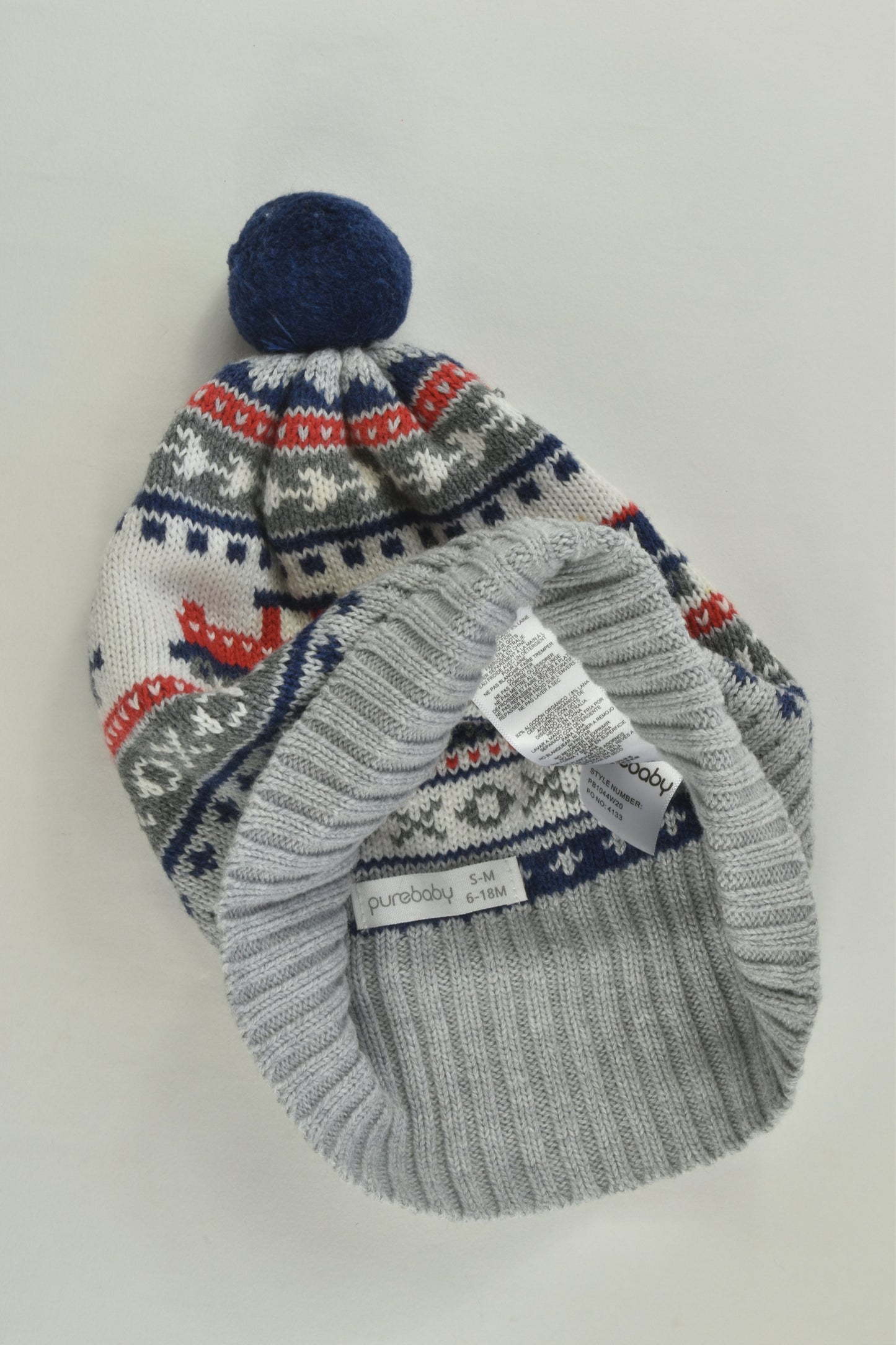 Purebaby Size 0-1 (S-M, 6-18 months) Train Knitted Beanie