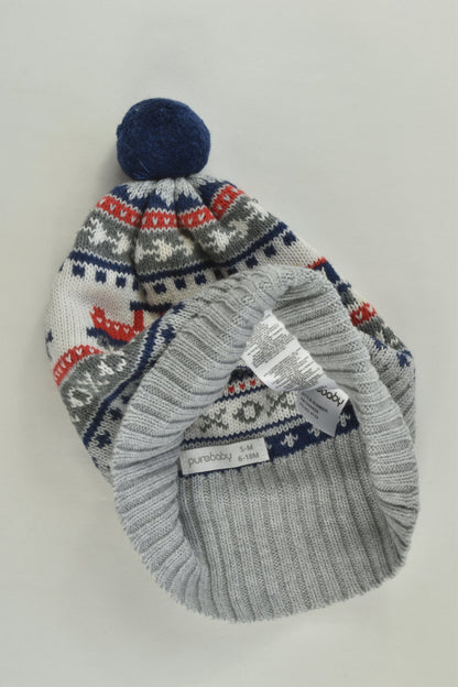 Purebaby Size 0-1 (S-M, 6-18 months) Train Knitted Beanie
