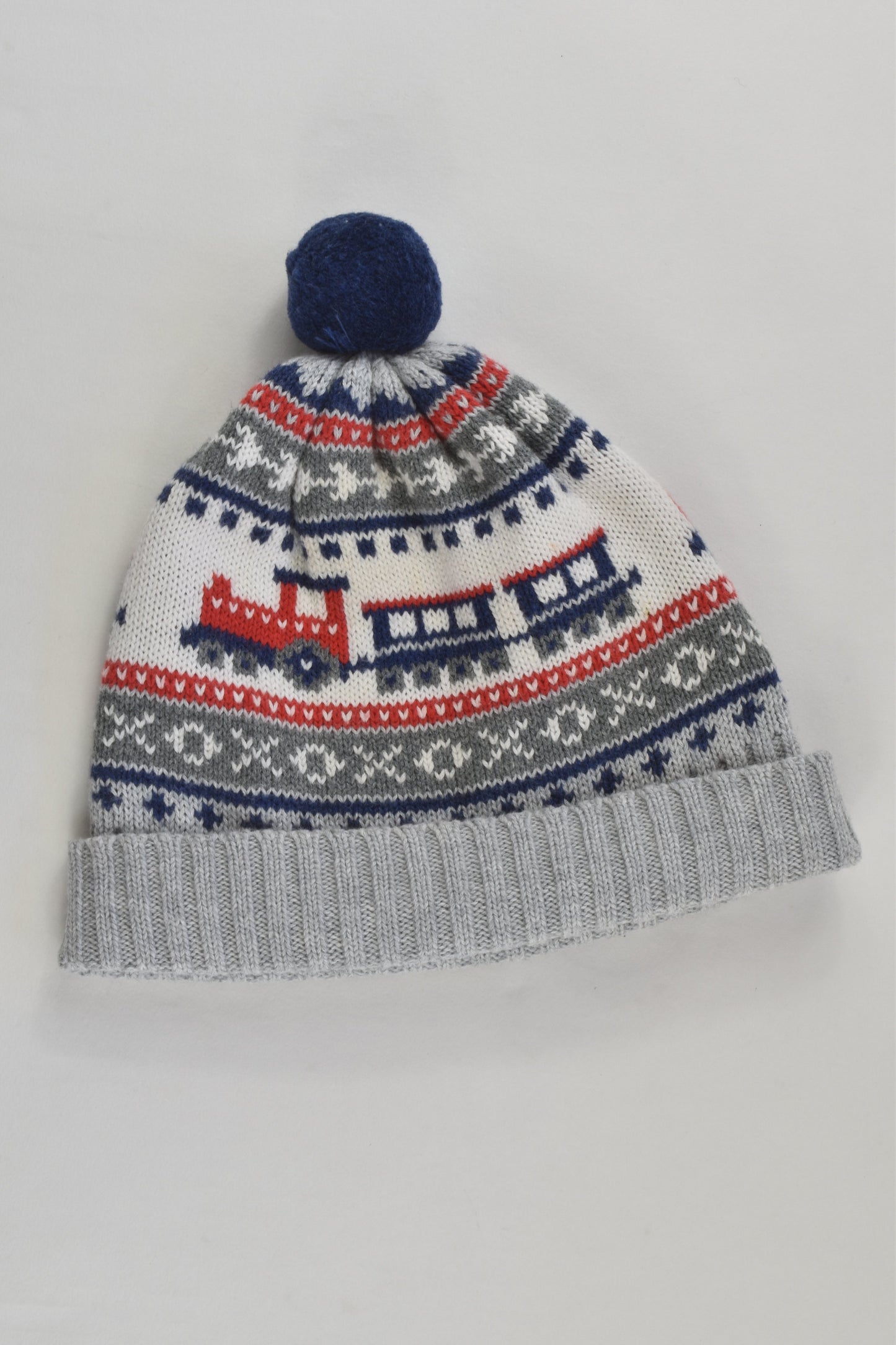 Purebaby Size 0-1 (S-M, 6-18 months) Train Knitted Beanie