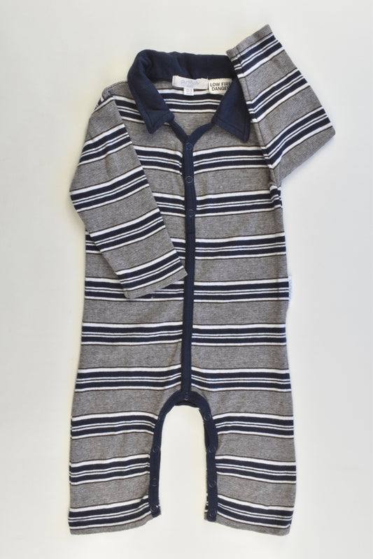 Purebaby Size 0-3 months (000) Striped Collared Romper