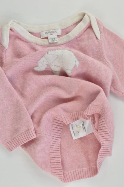 Purebaby Size 00 (3-6 months) Elephant Knitted Jumper