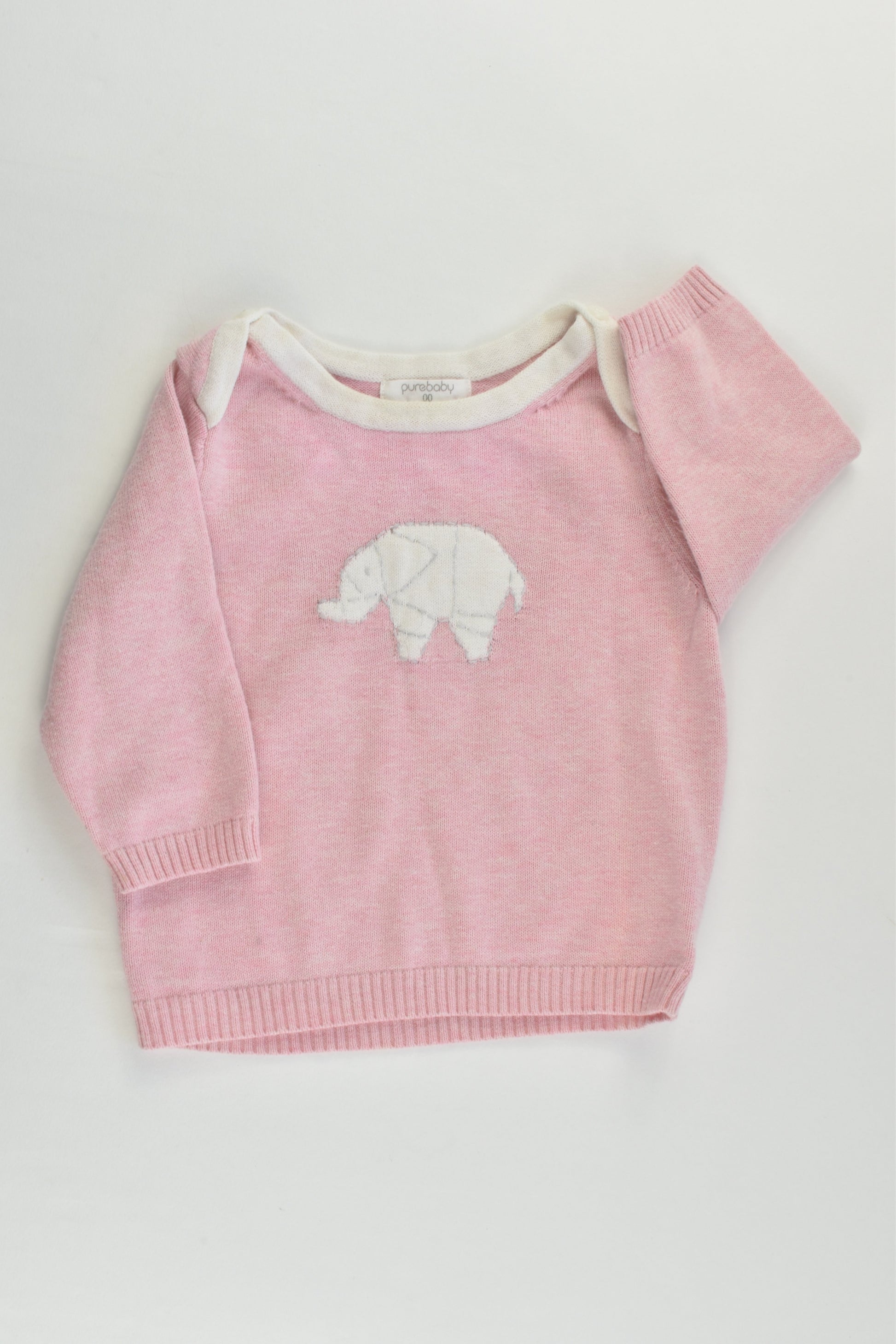 Purebaby Size 00 (3-6 months) Elephant Knitted Jumper