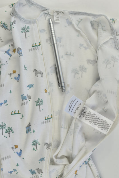Purebaby Size 00 (3-6 months) Farm Footed Romper