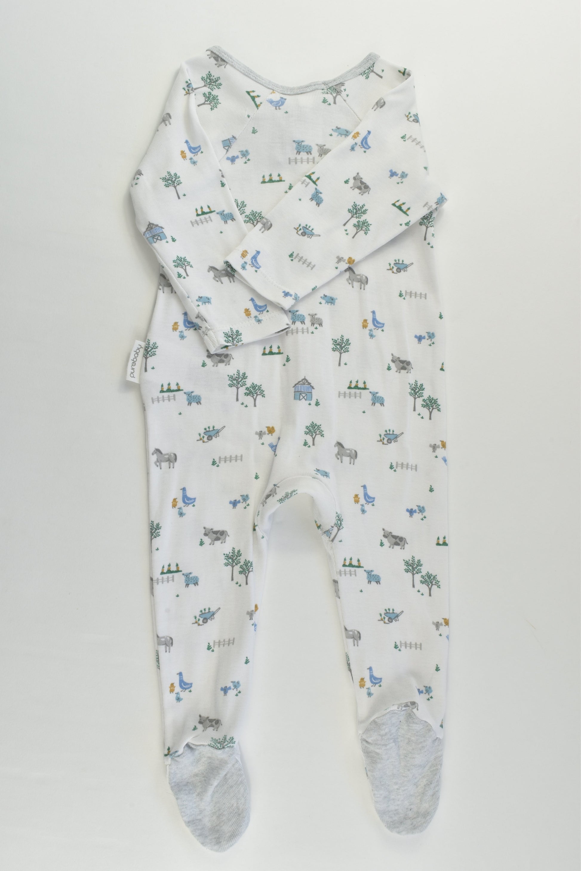 Purebaby Size 00 (3-6 months) Farm Footed Romper