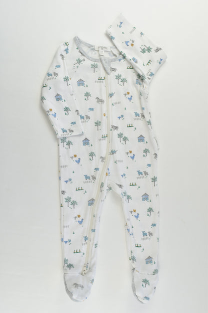 Purebaby Size 00 (3-6 months) Farm Footed Romper