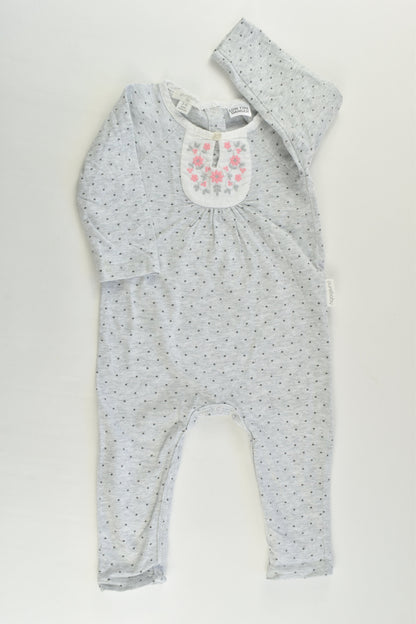 Purebaby Size 00 (3-6 months) Floral Embroidery Romper