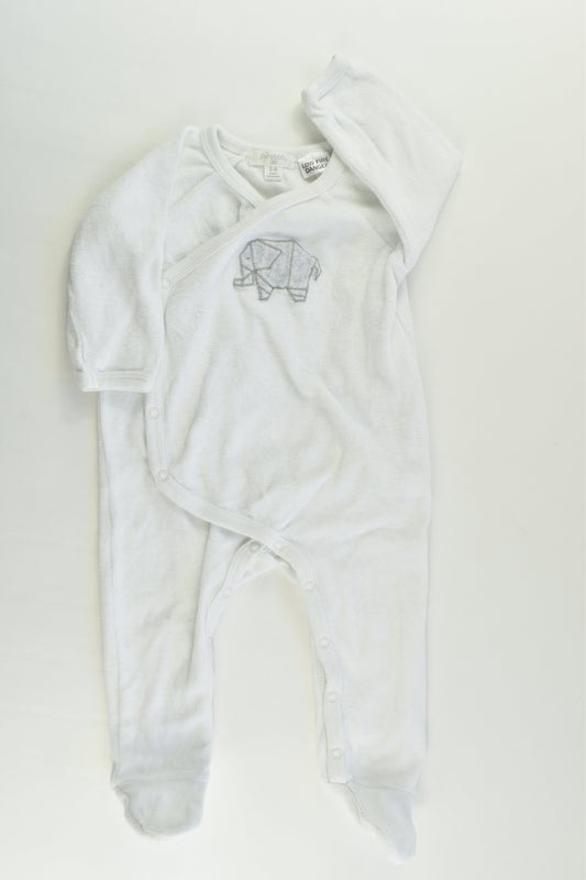 Purebaby Size 00 (3-6 months) Footed Elephant Velour Romper