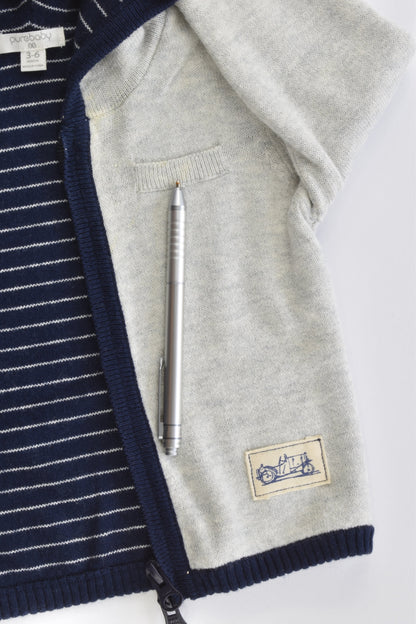 Purebaby Size 00 (3-6 months) Lined Hooded Cotton/Wool Jumper