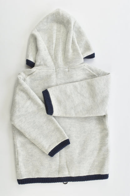 Purebaby Size 00 (3-6 months) Lined Hooded Cotton/Wool Jumper