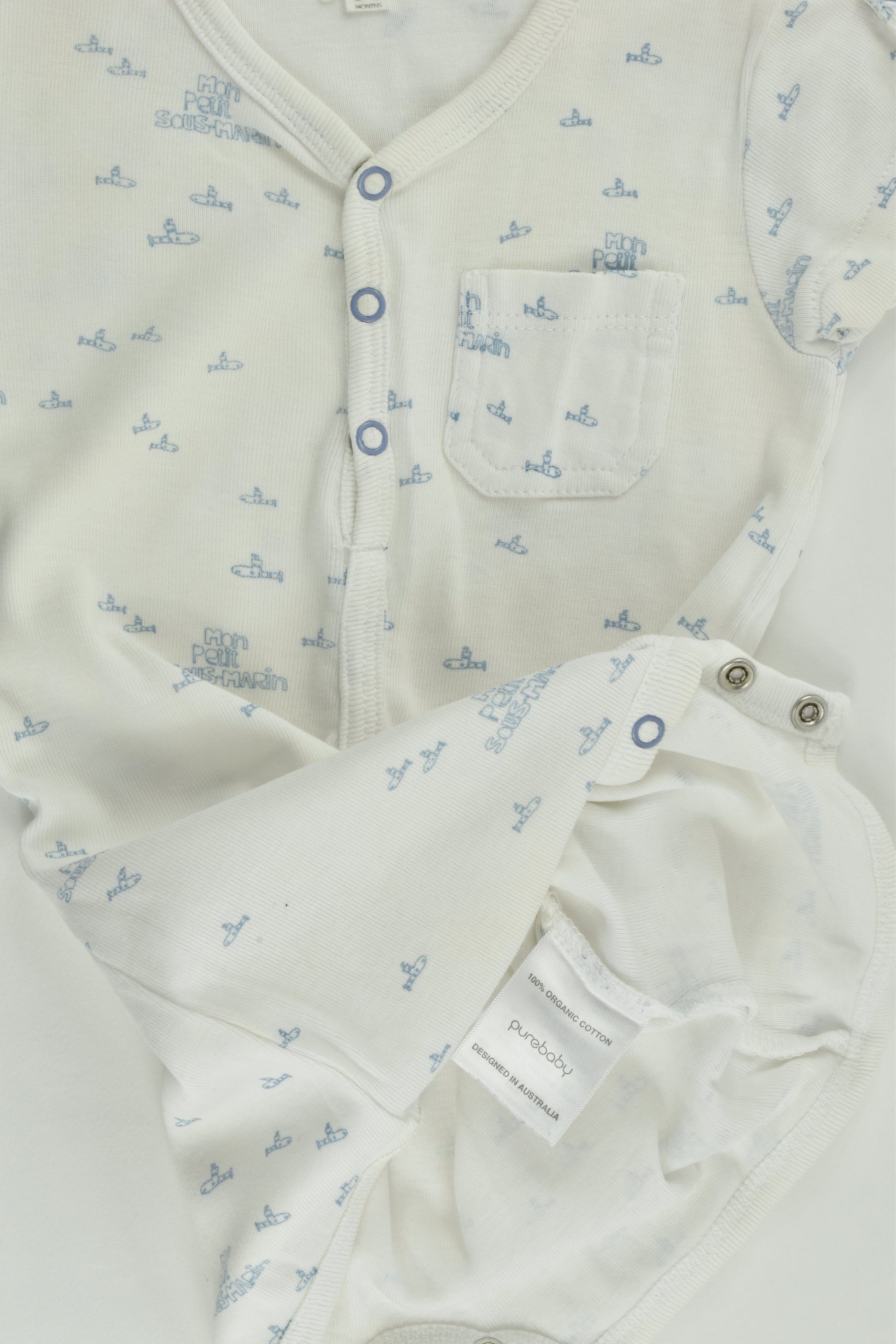 Purebaby Size 00 (3-6 months) 'Mon Petit Submarin' Short Romper