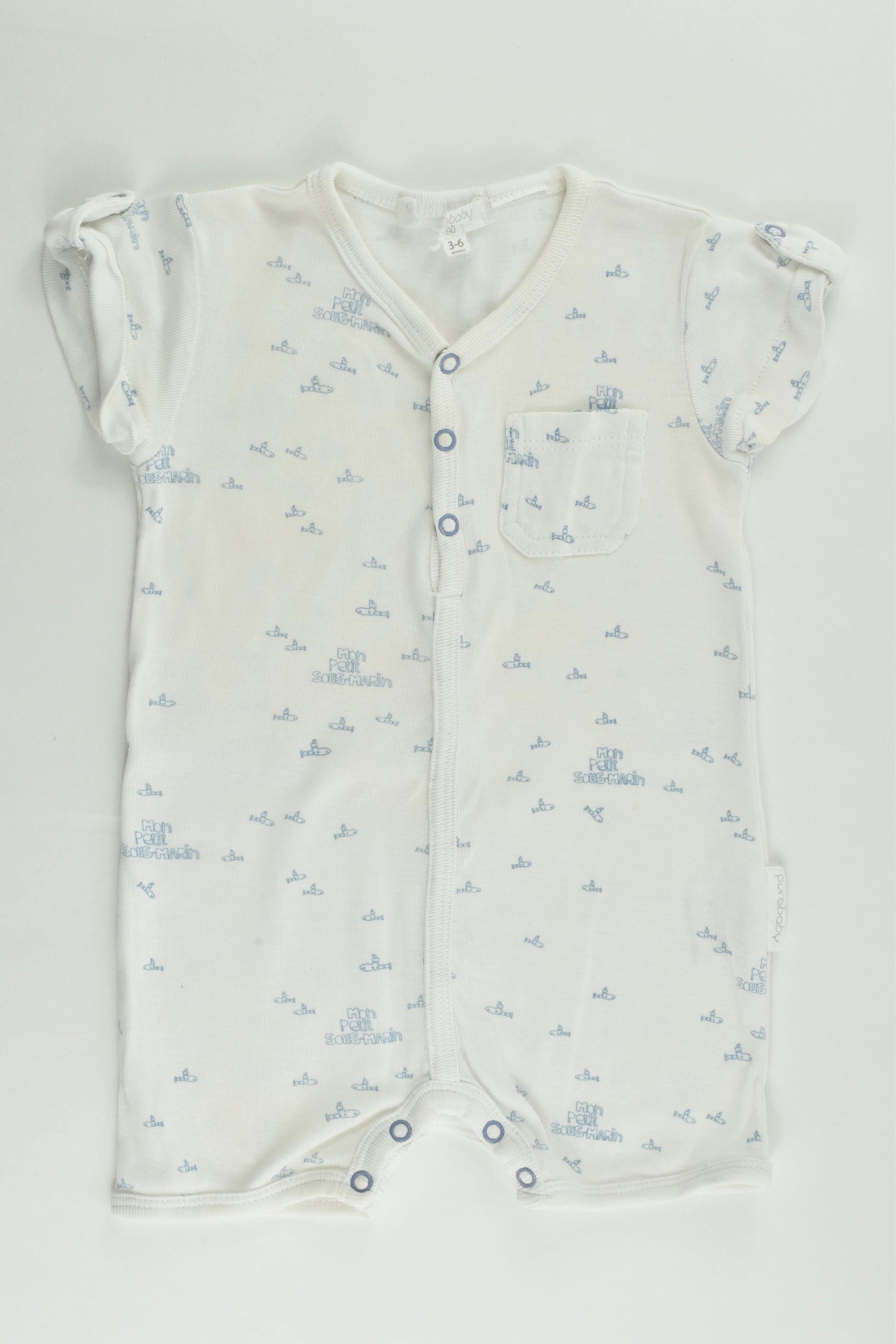 Purebaby Size 00 (3-6 months) 'Mon Petit Submarin' Short Romper