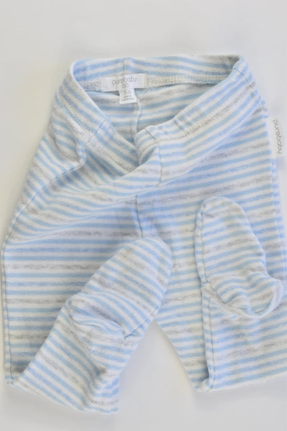 Purebaby Size 00 (3-6 months) Striped Footed Pants