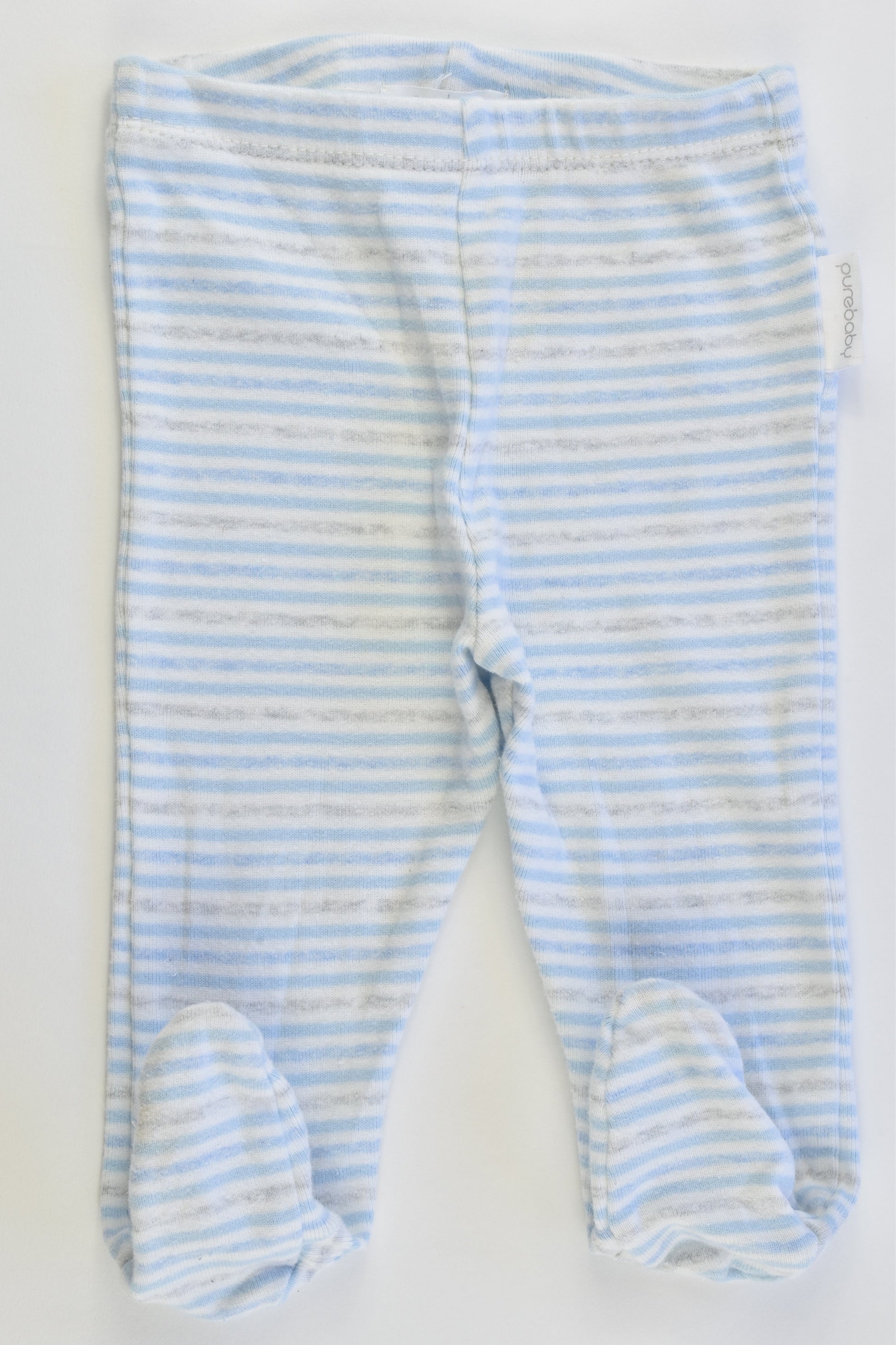 Purebaby Size 00 (3-6 months) Striped Footed Pants