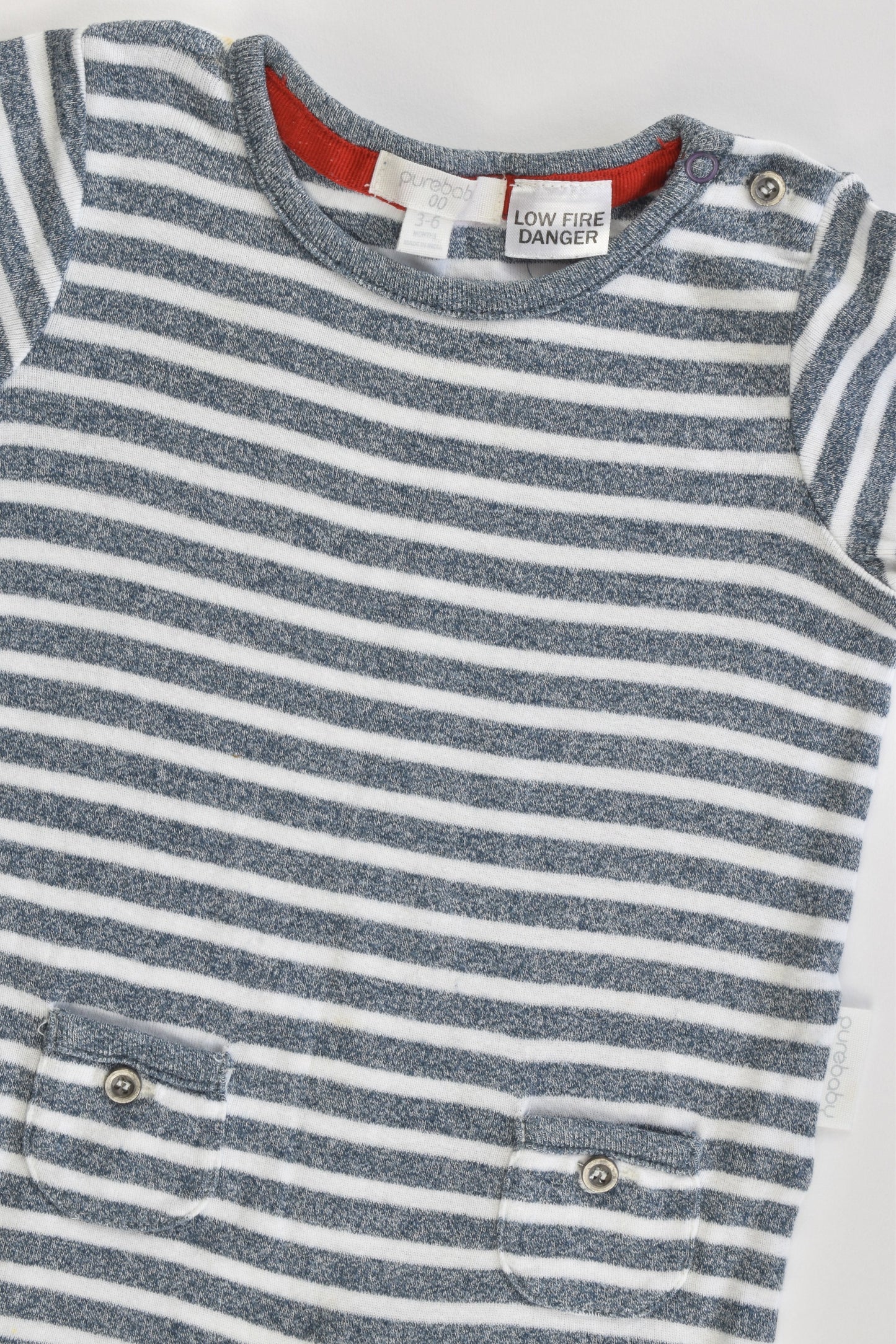 Purebaby Size 00 (3-6 months) Striped Short Romper