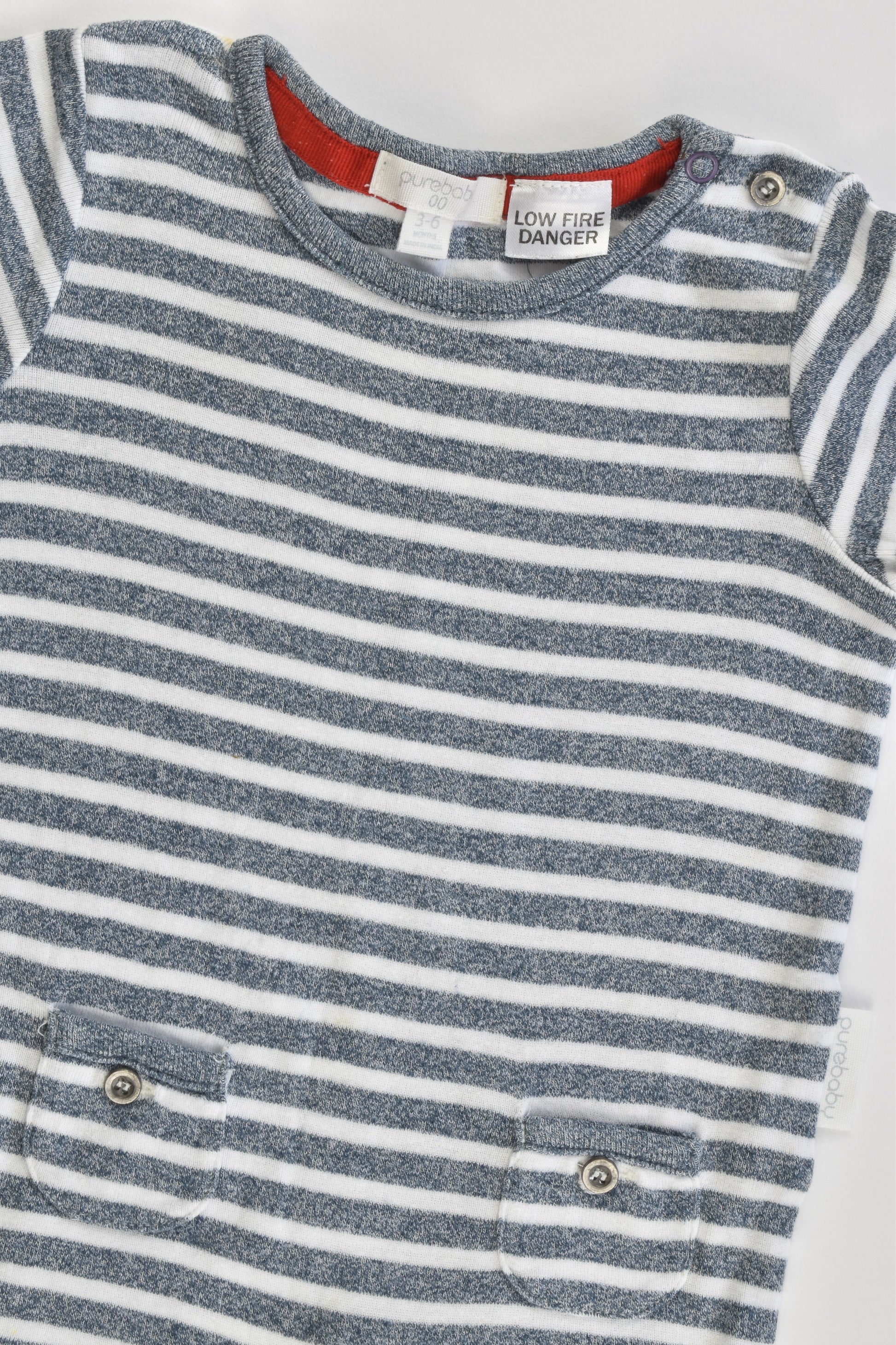 Purebaby Size 00 (3-6 months) Striped Short Romper