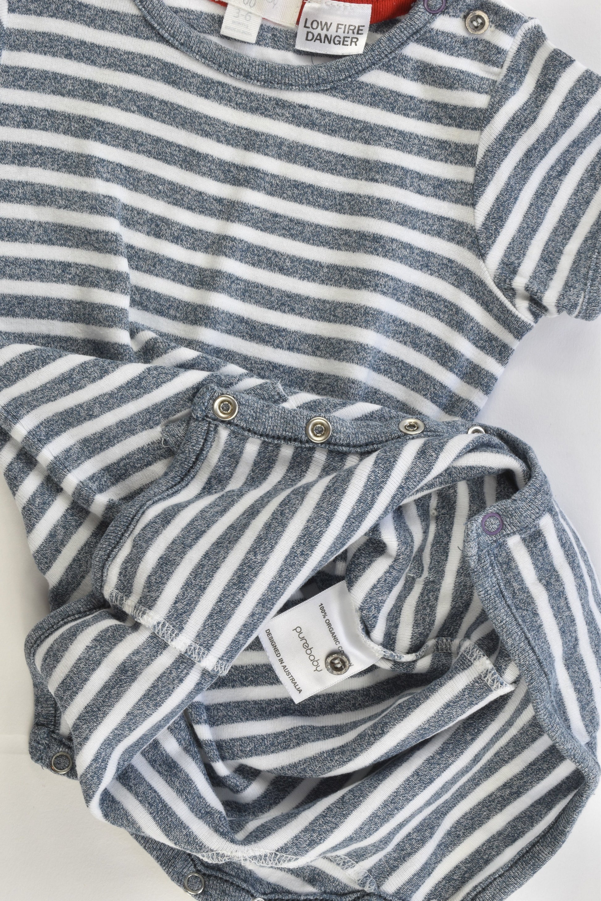 Purebaby Size 00 (3-6 months) Striped Short Romper
